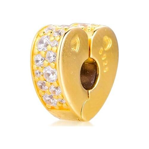 CKK 925 Sterling Silver Shine Sparkling Arcs Of Love Clip Charms Beads DIY Jewelry Making Fits Women DIY Charm Bracelet