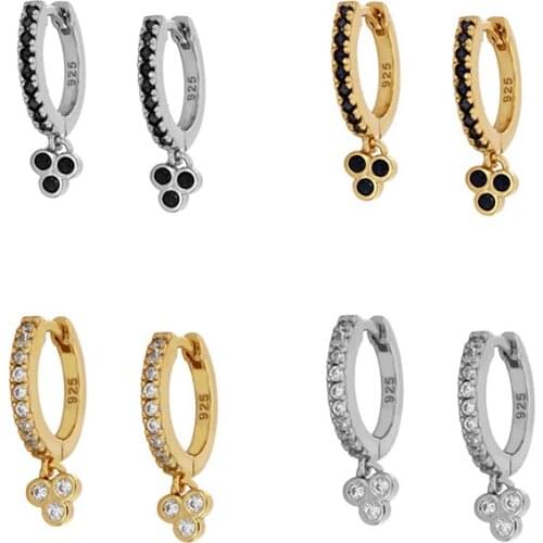 925 Silver Ear Buckle Fine Jewelry Black Zircon Earrings For Men Ladies Cartilage Stud Engagement Party Gift Charm Fine Jewelry