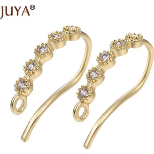 DIY Earrings Hooks for Women Handmade Jewelry Making Accessories Simple Design Copper Zircon Earrings Hooks 1 pair