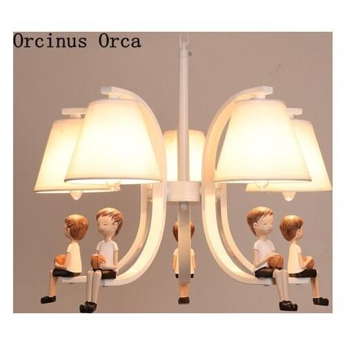 Cartoon creative doll resin chandelier Boy Girl Bedroom childrens room light simple eye protection led Chandelier