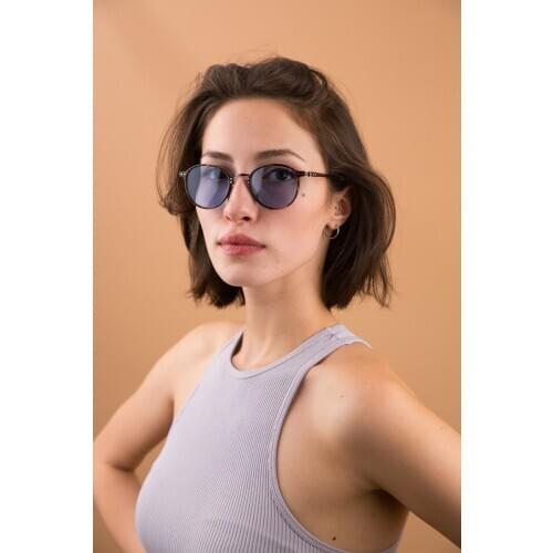 Womens Blue Hildegard Blue Sunglasses Luxury Mirror Sunglasses Women Brand Designer Glasses Lady Round Sun Glasses Street