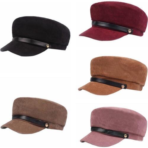 Corduroy casual painter hat British wild couple octagonal cap sports hat