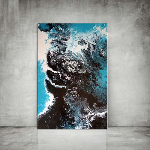 WANGART Abstract Oil Painting Colorful Canvas Art Posters Print Black Blue Ocean Wall Pictures for Living Room Wall Art Nordic