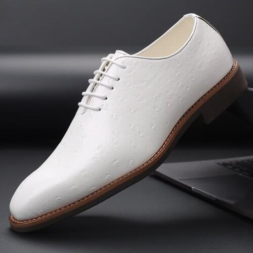 Yomior New High Quality Business White Casual Leather Shoes Spring British Formal Dress Wedding Italian Shoe Men Loafers Oxfords