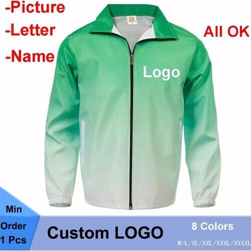 Factory Price!Custom Logo Your Own Design Printed Gradient Color Wind Coat Men Long Sleeve Team Activities Publicize Work Clothe