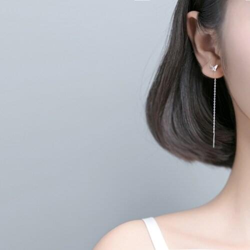 Fashion Butterfly Earrings 925 Sterling Silver Long Earrings For Women Statement Angel Wings Jewelry