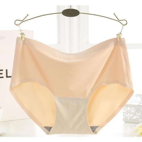 KJ241 M-4XL Women A Piece Of Ice Silk Underwear Knickers Female Mid Waist Seamless Big Size Panties Briefs Culotte Femme