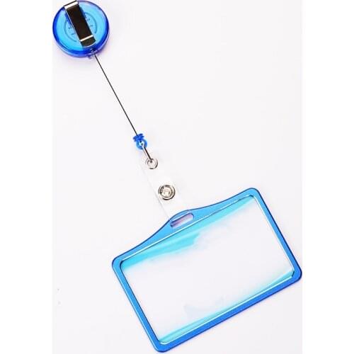 1pc Retractable Card Holder Student Meal Card Keychain Badge Bus Subway Card Protective Cover with Badge Reel