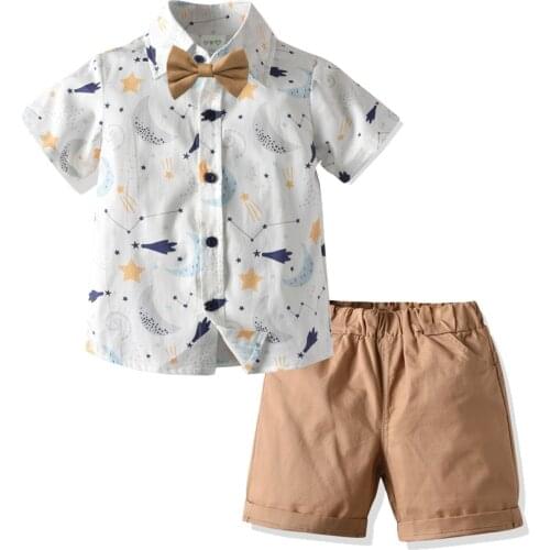 Boiiwant 1-6Y Toddler Baby Boys Summer Clothes Sets Cartoon Short Sleeve Shirts Tops+ Shorts 2Pcs Beach Holiday Cotton Suits
