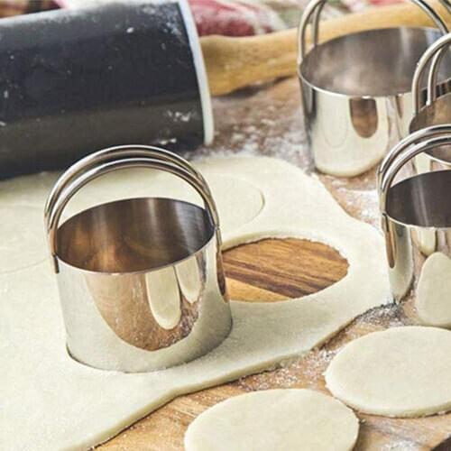 5Pcs Stainless Steel Round Shape Cookie Cutters Biscuit Mould Cake Fondant Dumplings Wrappers Mould DIY Kitchen Baking Tool