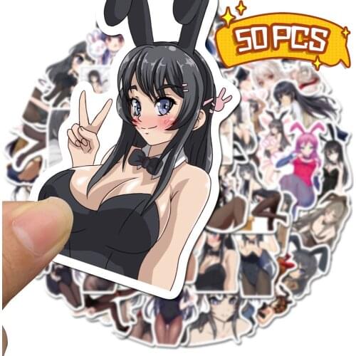 50PCS Sexy Bunny Girl Cute Luggage Self-adhesive Pattern Case Graffiti Sakurajima Mai Sticker Waterproof Sticker Anime Japan