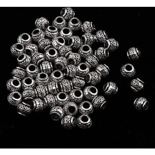 60 Pieces Vintage Alloy Beads European Carved Spacer Loose Beads Charms Big Hole 4mm Jewelry Findings DIY Crafts