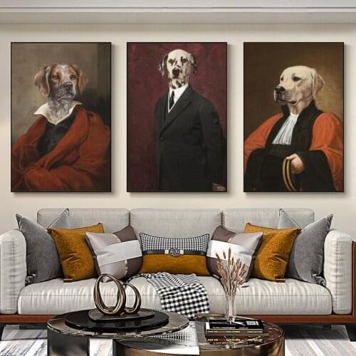 Abstract Mr. Dog Oil Paintings Print On Canvas Art Posters And Prints Dog With Suit Nordic Art Pictures For Living Room Cuadros