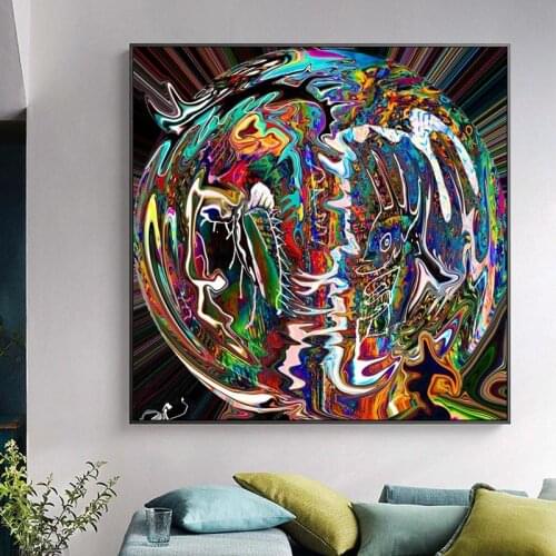 Abstract Psychedelic Art Twisty Colourful Posters And Prints Fantastic Canvas Painting On Wall Art Decoration For Living Room