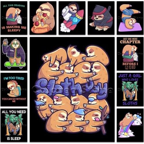 New Diamond painting Cartoon Sloth text tree animal 5D DIY Full Square Drill embroidery Cross stitch Round mosaic Drawing 1022