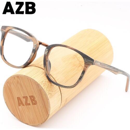 AZB Wood Frame Vintage Recipe Prescription Glasses Myopia Optical Photochromic Women Men Reading Glasses Spectacles oculos