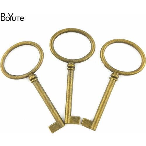 BoYuTe (30 Pieces/Lot) 65*31MM Vintage Big Key Antique Bronze Silver Plated Zinc Alloy Pendant Key Jewelry Diy Accessories Parts