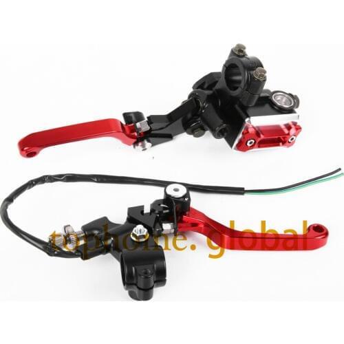 CNC 7/8"Brake Master Cylinder Pressure Switch Reservoir Levers For Honda CR80R CR85R 1998-2007 Red 2006 2005 2004 2003 2002 2001