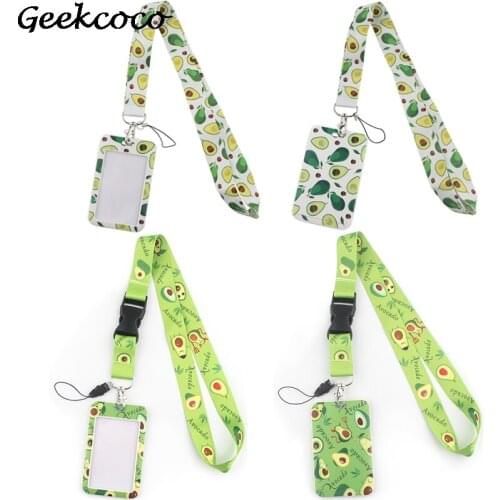 J2118 Avocado Cartoon Fruit Card Holder ID Holder Man Woman Bus Card Holder Staff Card With Lanyard