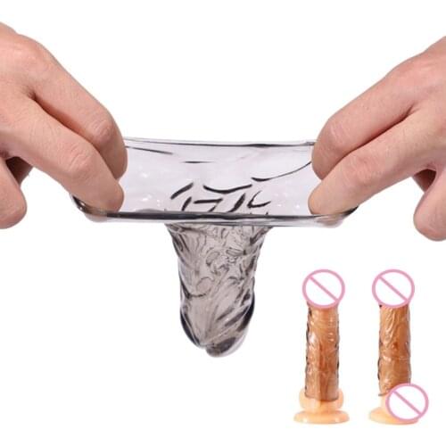 Crystal Penis Enhancer Extender Sleeve Reusable Delay Lasting Condom Stimulating Couple Sex Toy For Men Adult Erotic Toy