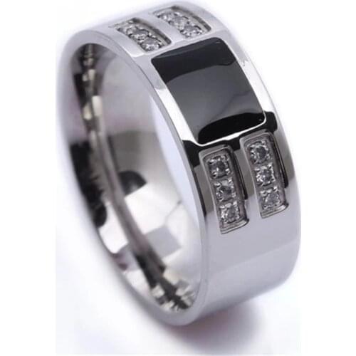 Classic Jewelry Rings For Men Alloy Zirconia Rings Cubic Simple Wedding Engagement Bands Christmas Gift