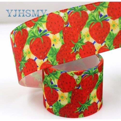 YJHSMY G-181017-1419,38mm 5 Yards Fruit strawberry printed Thermal transfer Printed grosgrain Ribbons,DIY Handmade materials