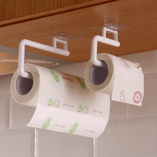 Kitchen Self-adhesive Accessories Paper Roll Holder Towel Hanger Rack Bar Cabinet Rag Hanging Holder Shelf Toilet Paper Holders