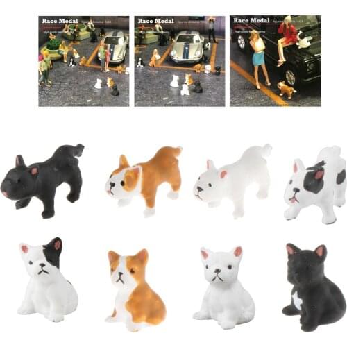 1/64 Model Scene Diorama Pet Dog Hand-painted Scenario Figures Resin Figurine Toys Miniature Car Model Scene Bulldog Miniatures