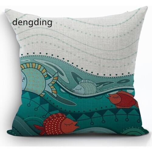 Pillow cases Fish Pillow Cover For Home Pillowcase Aquatic Animal Cojines Decorative 45x45cm Throw Pillow Cases