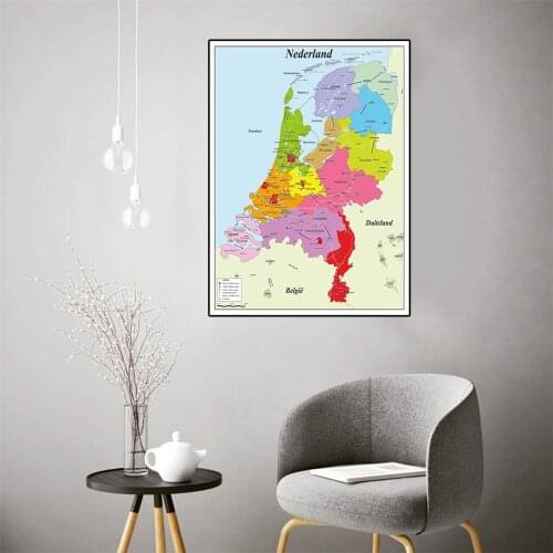 The Netherland Map In Dutch 59*84 cm Wall Art Poster Eco-friendly Canvas Painting Living Room Home Decoration School Supplies