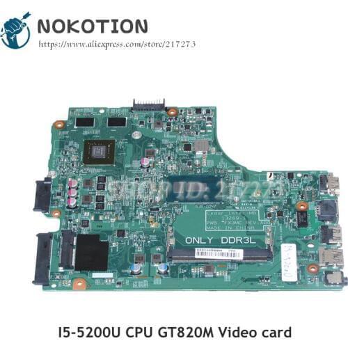 NOKOTION CN-0X4X4V 0X4X4V FX3MC For Dell inspiron 15R 3542 3543 3442 3443 Laptop Motherboard I5-5200U CPU DDR3L GT820M