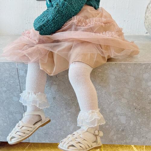 Summer new baby mesh lace pantyhose Children Cute Bowknot Mesh breathable stockings white Soft cotton thin kids girls Tights