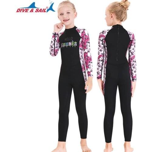 Girls Long Sleeve Swimsuit Full Body Sun UV Protection UPF 50+ Rashguard Sunsuits with Back Zip Swimwear Beachwear girl swimwear