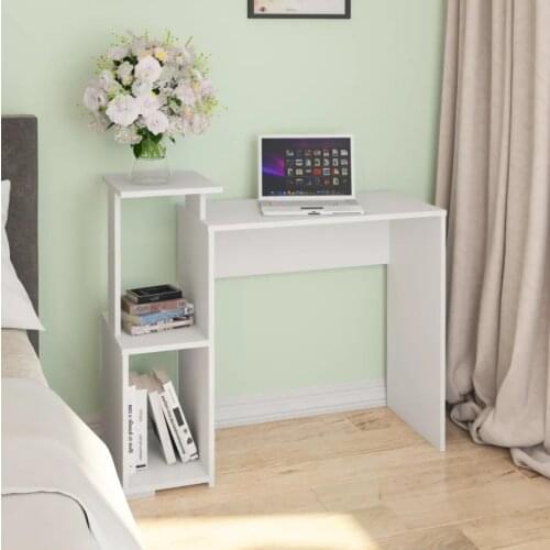 MDF Computer Desk with 3 Layer Openning Storage Shelves Modern Home Study Writing Workstation 100x38.6x85.6 cm Easy Assembly