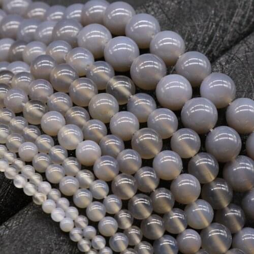 Retro Jewelry Accessories Stone Spacer Beads 6/8/10mm Natural Gray Agates Stone Loose Beads DIY Making for Bracelet Necklace