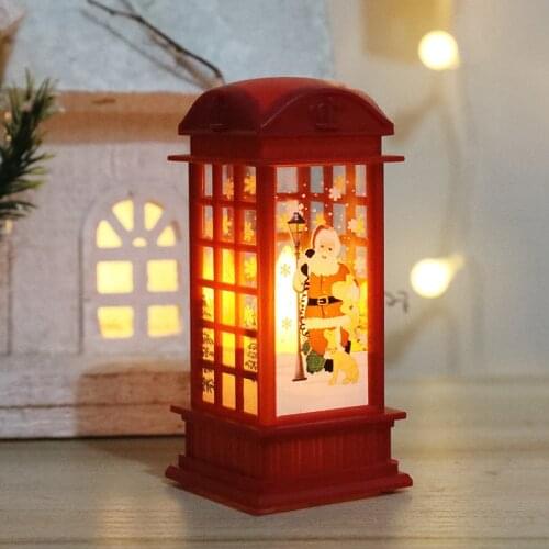 Christmas Snowman Light, Telephone Booth Table Decoration Holiday Party Retro Bedside Atmosphere Lamp