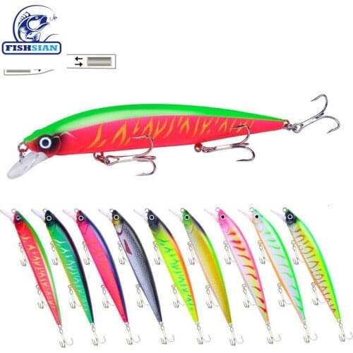 FISHSIAN Minnow Fishing Lures Weights 18.3g Mino Hard Bait Bass Lure Isca Artificial Articulos De Pesca Top Water Lure Beads