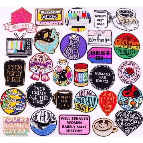 Rainbow LGBT Applique Letter Patch Iron On Patches For Clothing Stickers Cartoon Embroidered Patches On Clothes Letter Badges