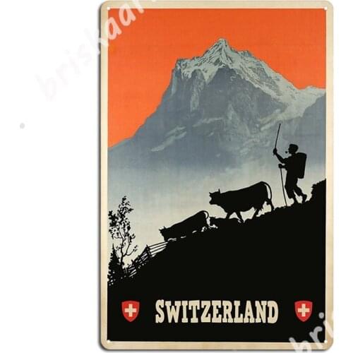 Switzerland, Vintage Travel Poster Metal Signs pub pub Garage Printing Wall Plaque Tin sign Posters