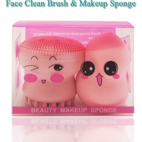 Silicone Octopus Facial Cleansing Brush Face Washing Brush Skin Care Massage Exfoliator Shrink Pores Brush & Makeup Sponge Puff