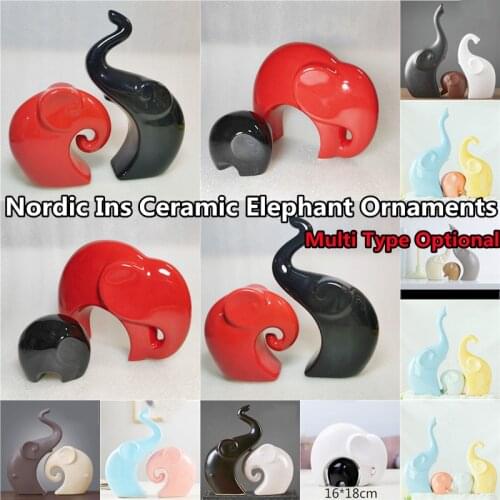 Nordic Ins Ceramic Elephants Ornaments Home Cabinet Porcelain Decorations Multi Type Elephants Figurines Animal Miniatures