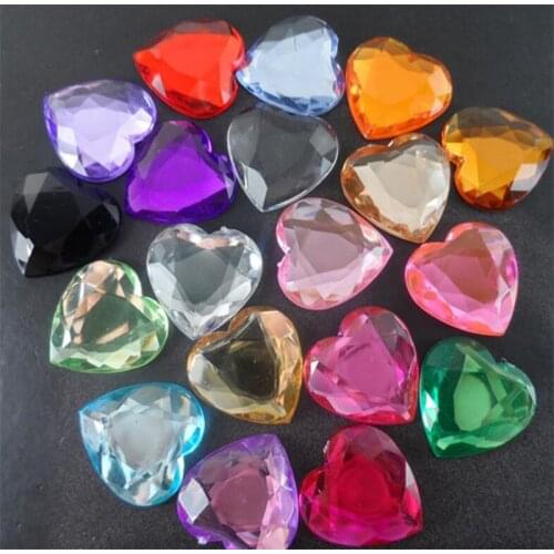 Bling Random Mix Colors Heart Shape Acrylic Rhinestones Flatback Acrylic Stones no Glue for Hand Craft Arts Decoration