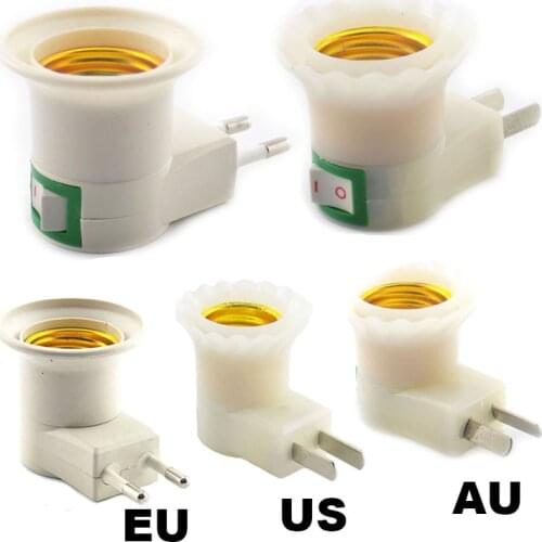 LED Lamp E27 Base Holder Converter EU/US Plug Female Socket For Bulb Light Adapter With ON/OFF Button Switch AC Power 110V-220V