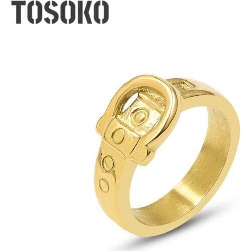 TOSOKO Stainless Steel Jewelry Buckle Ring Fashion Punk Hip Hop Index Finger Ring For Women BSA214