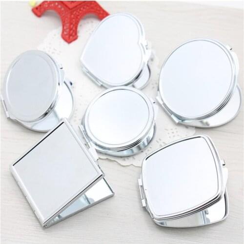 TY119 Portable Stainless Steel Makeup Mirror Hand Pocket Folded-Side Cosmetic Make Up Double Mirror Small Various Shapes