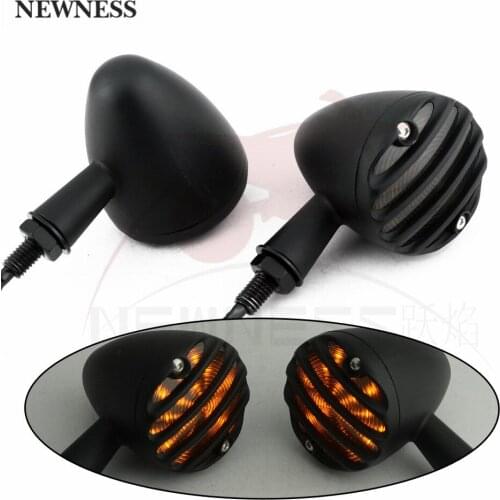 Motorcycle Turn Signals Light LED 3 Wires Hi/Low Beam Amber Blinker Universal 12V Aluminum Shell for Harley Honda Cruiser Custom