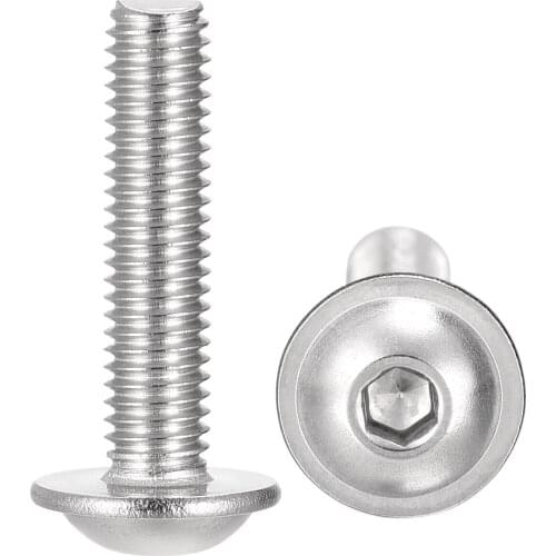 Uxcell M5x22mm 304 Stainless Steel Flanged Button Head Socket Cap Screws Fully Threaded Machine Screw 50Pcs