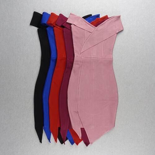 5 Color Sexy Slash Neck Off The Shoulder Bodycon Bandage Dress Evening Party Dress