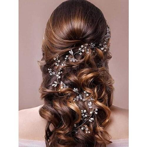 Western Bridal Wedding Fashion Headdress for Bride Handmade Wedding Headband Floral Crystal Pearl Hair Accessories Ornaments