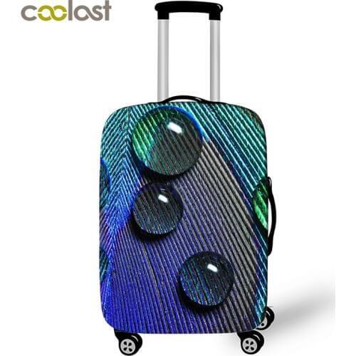Peacock Feather Print Luggage Protective Covers for 18"-32" Bagages Anti-dust Covers Elastic Travel Accessories Suitcase Cover